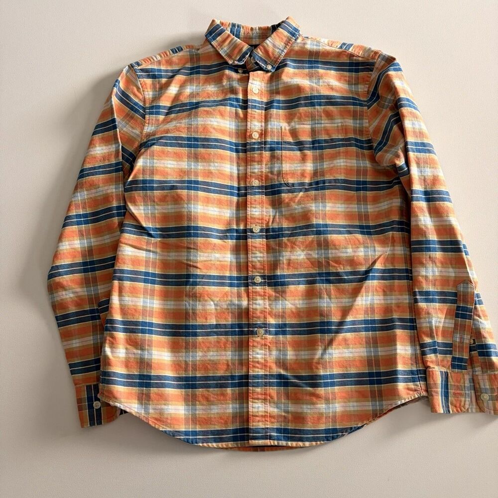 L.L. Bean Signature Plaid Button Down Shirt Men's Medium M Slim Fit 100% Cotton